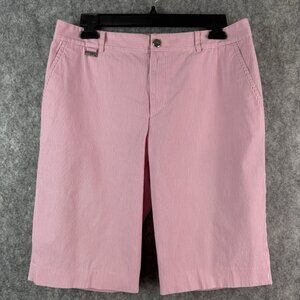 Lauren Active Ralph Lauren Bermuda Shorts Women's 8 Pink White Striped Preppy